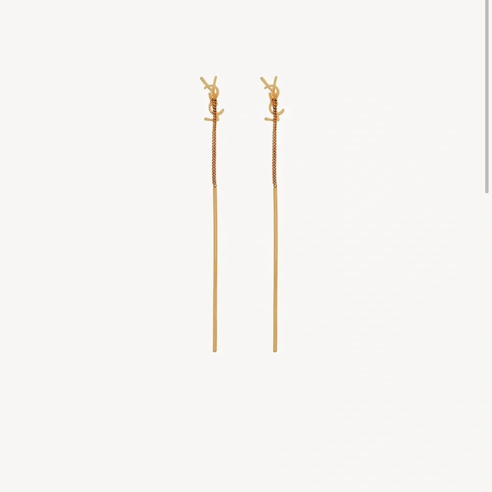 YSL SAINT LAURENT CASSANDRE THREADER EARRINGS IN METAL - Picture 4 of 7